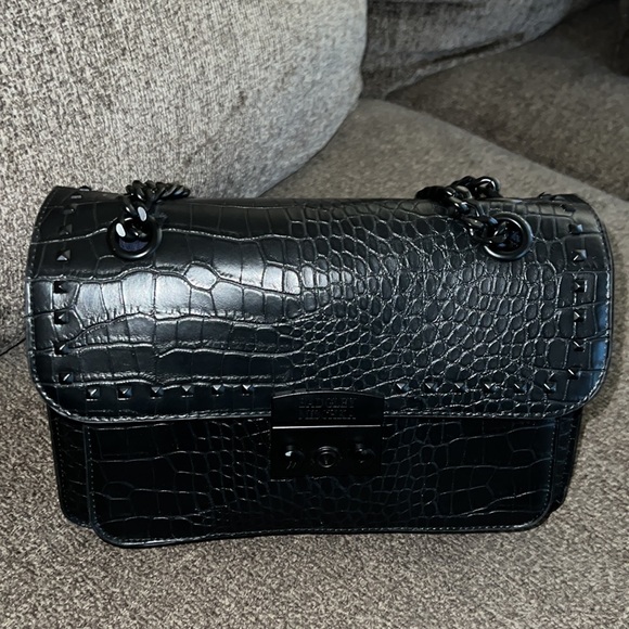 Badgley Mischka | Croco Crossbody w/ Lock & Studs - Picture 2 of 14